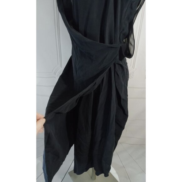 AllSaints 100% Silk Black Mayra Wrap Dress Knee Length  US Sz 10 - Picture 7 of 10